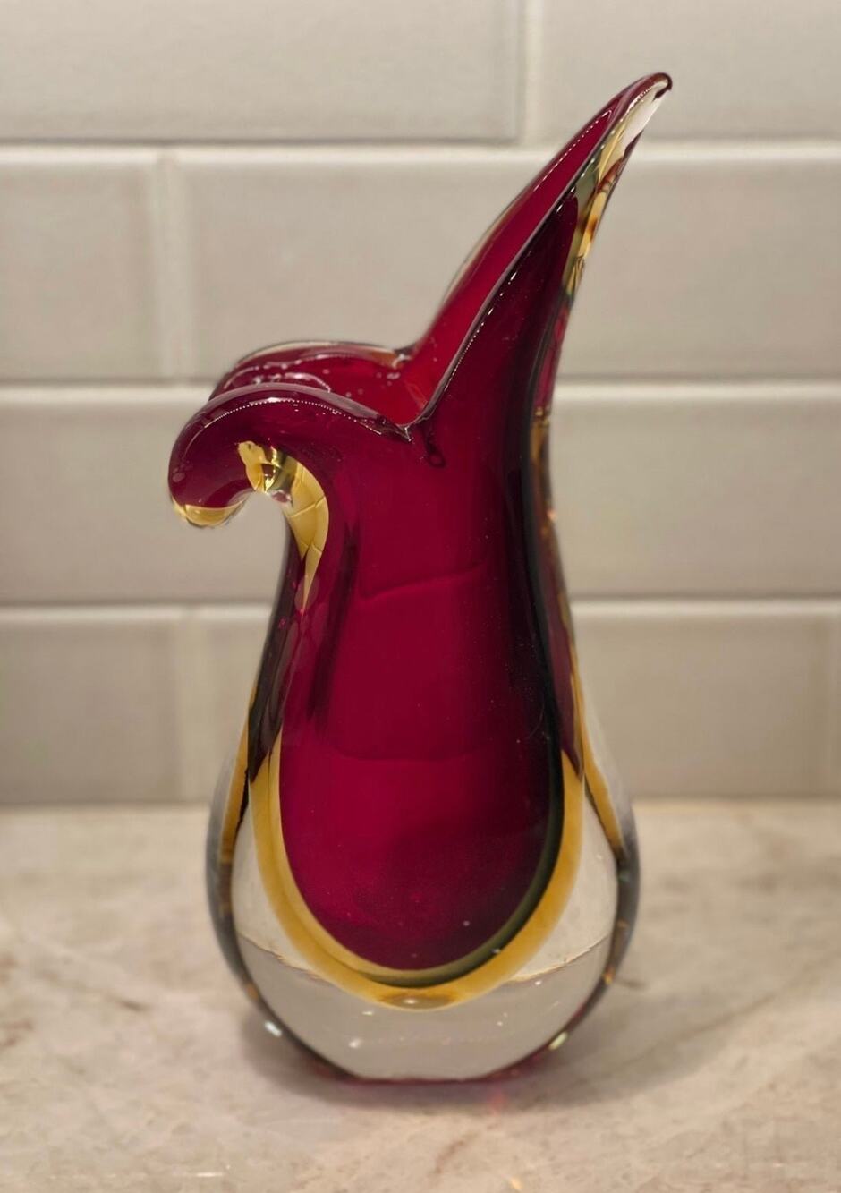 Vintage Murano Glass vase Red/Gold Sommerso glass Stunning